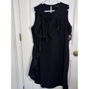 Ashley Stewart Women's Plus Sz 22/24‎ Black Ruffle Cocktail Dress NWT